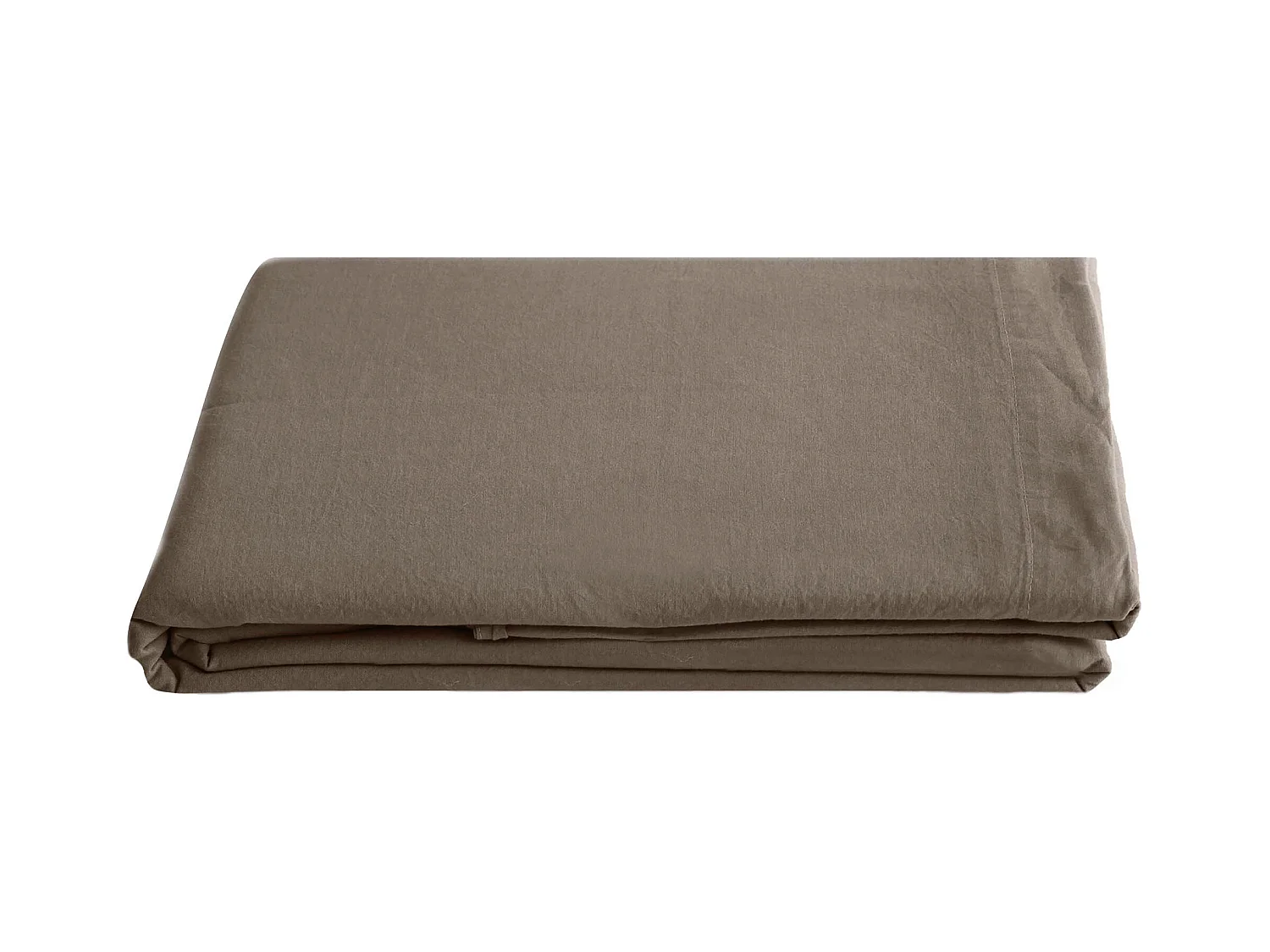 Drap plat 270x290 cm pur coton lavé PALACE marron tabac