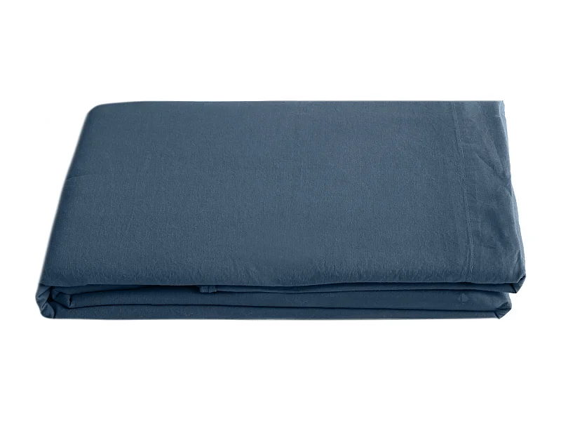 Drap plat lin et coton 270x300 cm collection OPERA bleu ardoise