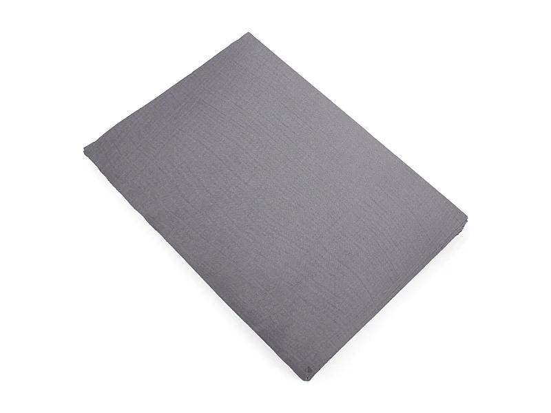 Drap plat 270x300 cm mousseline de coton MILOS gris cendre