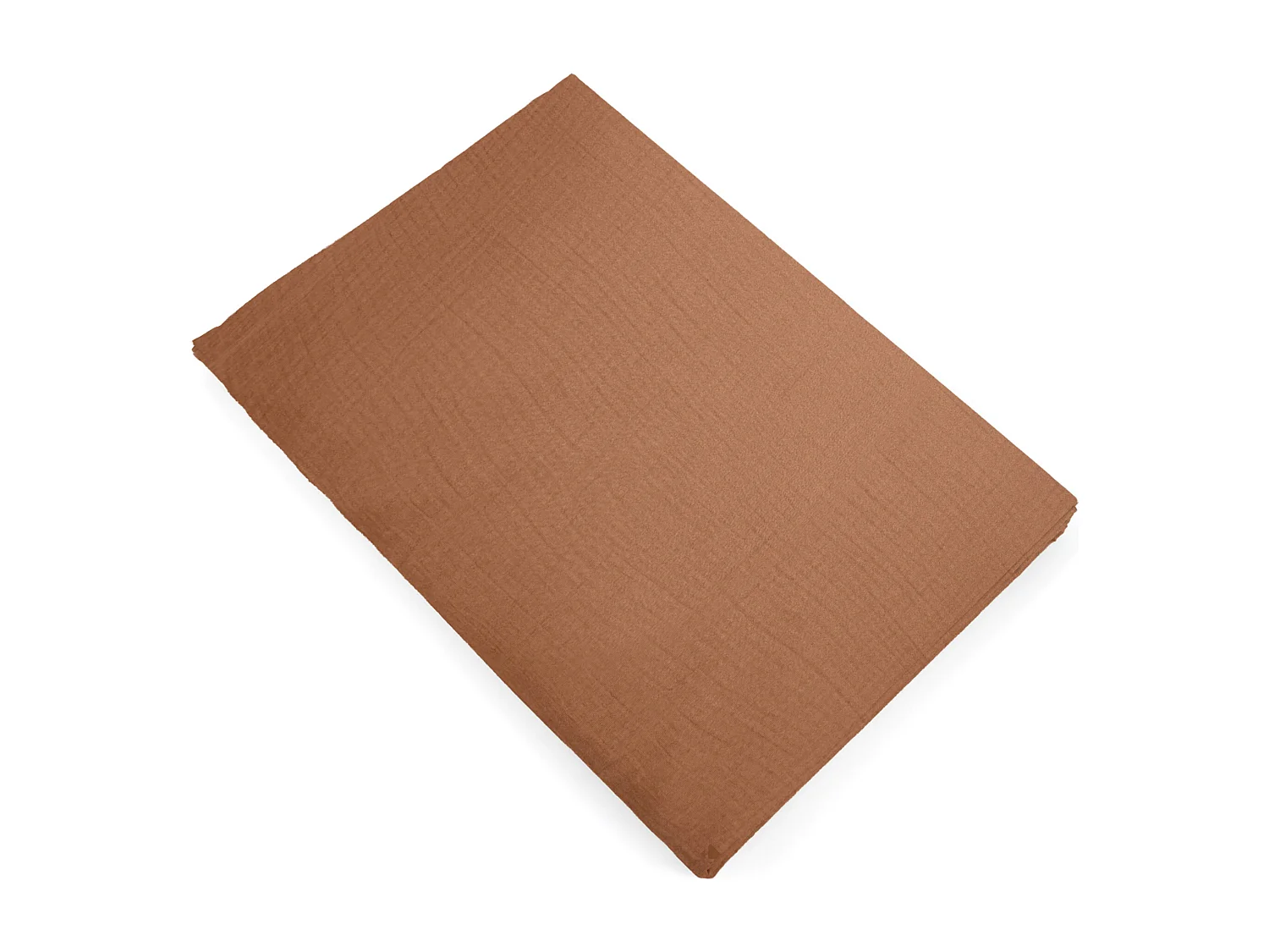 Drap plat 270x300 cm mousseline de coton MILOS marron cognac