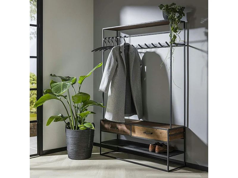 Meuble d'entrée avec patères et rangement OBAN