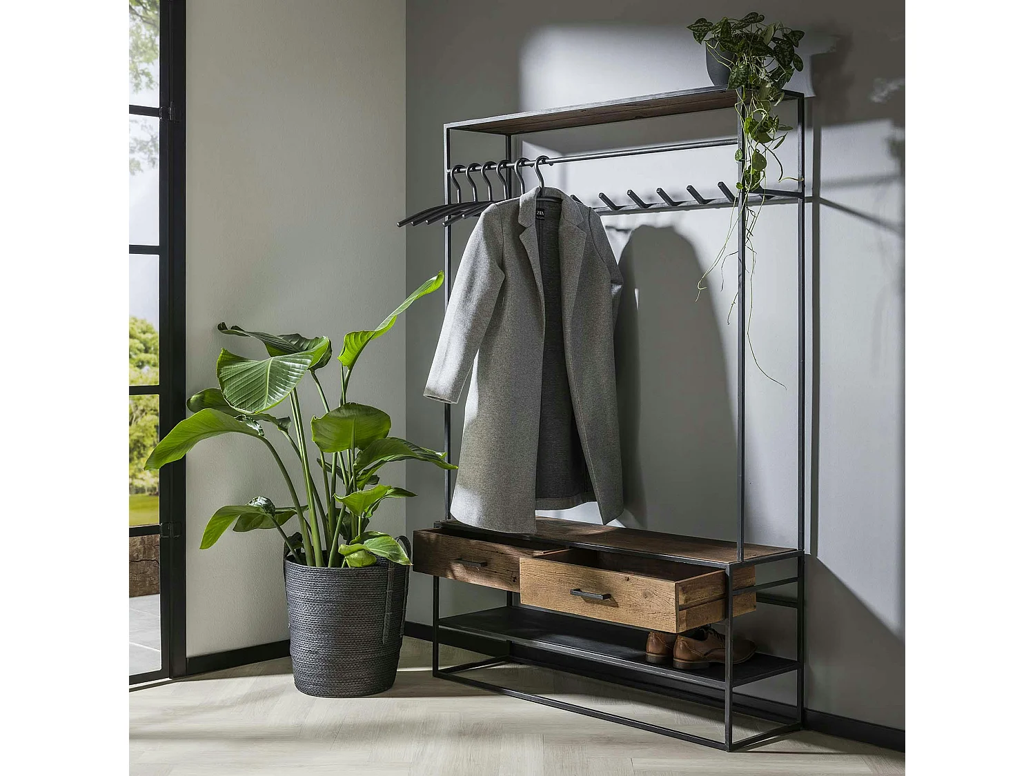 Meuble d'entrée avec patères et rangement OBAN
