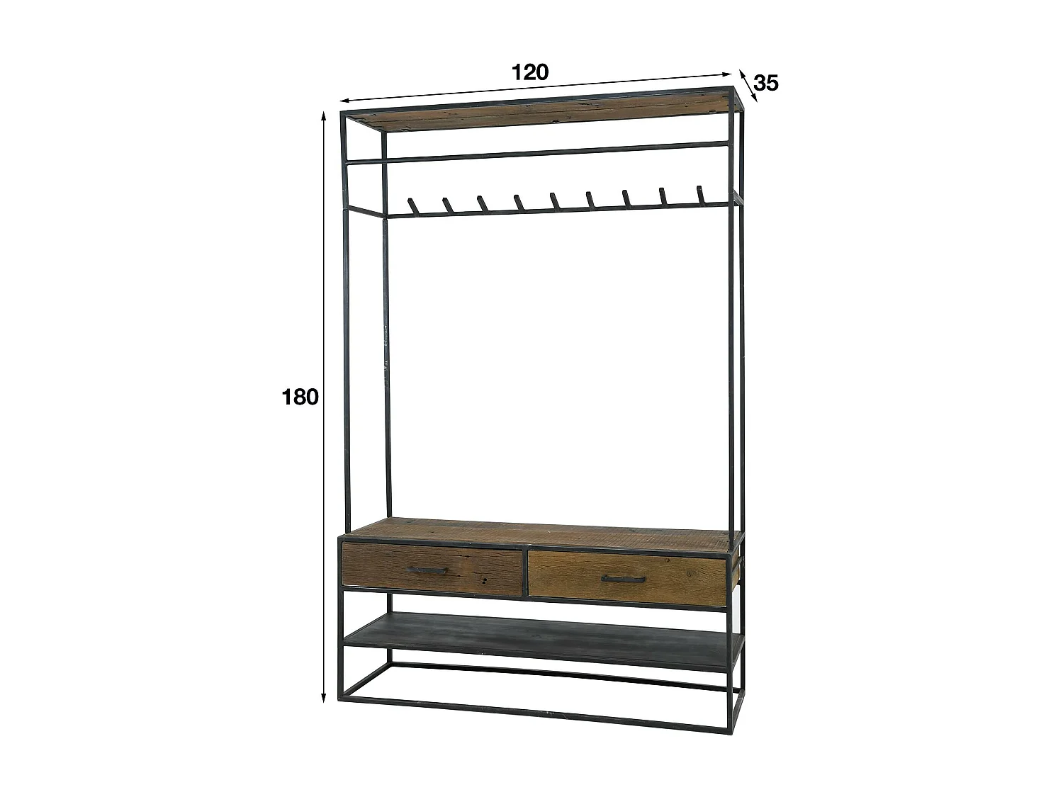 Meuble d'entrée avec patères et rangement OBAN