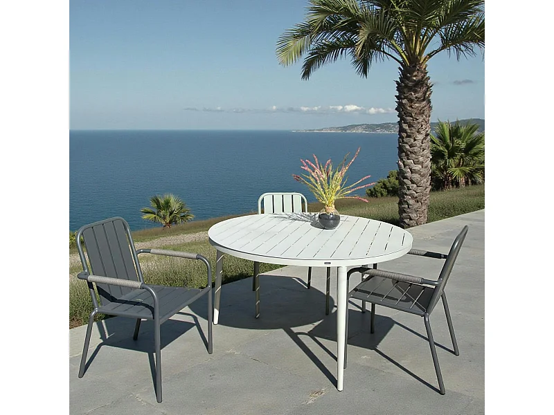 Table de jardin ronde en aluminium gris poudré Ø 130 cm STOCKHOLM