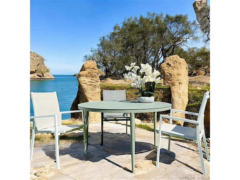 Table de jardin ronde en aluminium vert argile Ø 130 cm STOCKHOLM