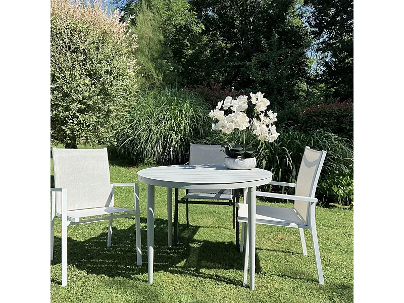 Table de jardin ronde en aluminium gris poudré Ø 100 cm STOCKHOLM