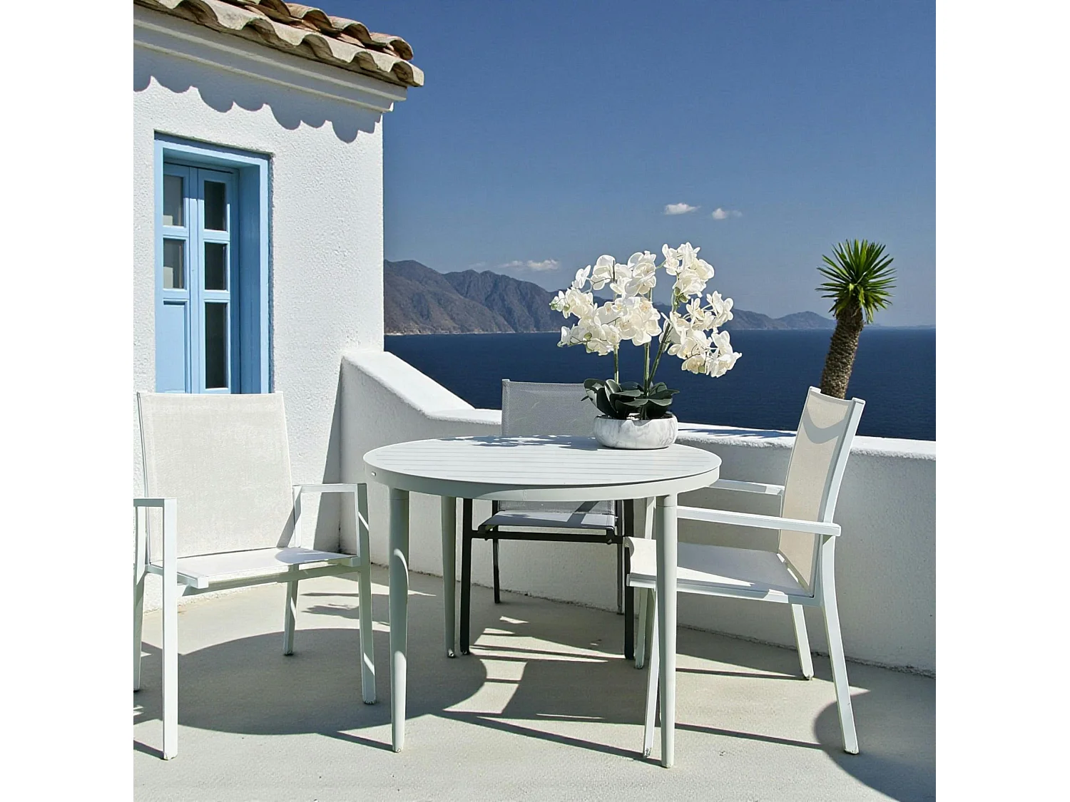 Table de jardin ronde en aluminium gris poudré Ø 100 cm STOCKHOLM