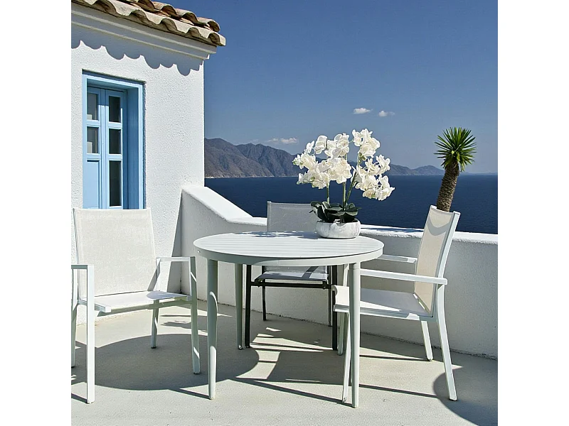 Table de jardin ronde en aluminium gris poudré Ø 100 cm STOCKHOLM