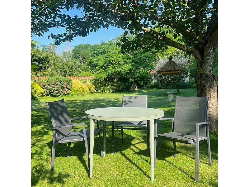 Table de jardin ronde en aluminium vert argile Ø 100 cm STOCKHOLM