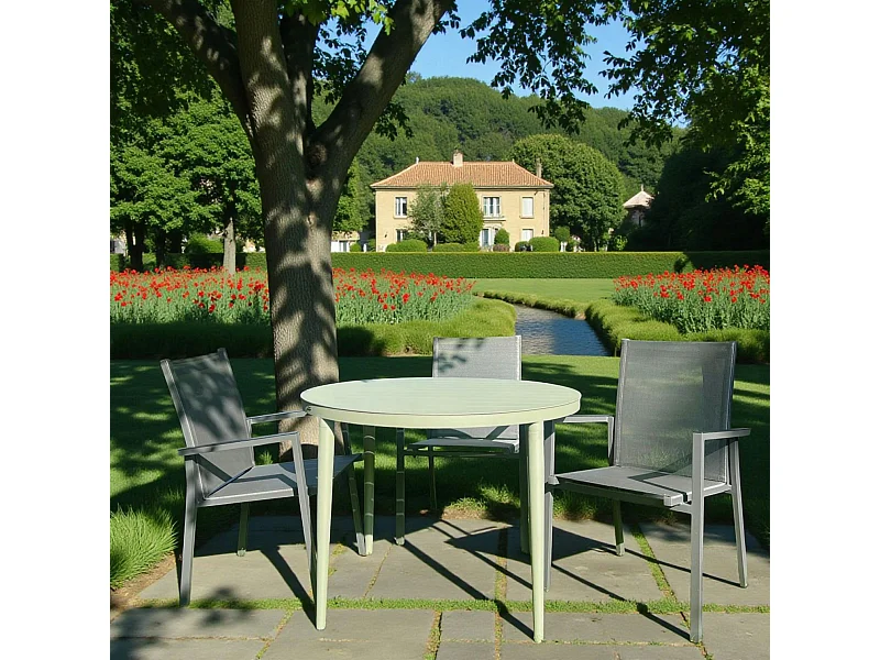 Table de jardin ronde en aluminium vert argile Ø 100 cm STOCKHOLM