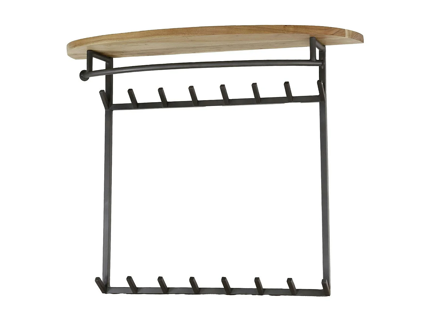 Portemanteau mural 16 accroches 1 étagère ronde en bois MELBOURNE