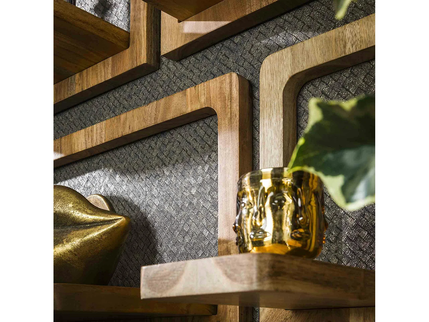 Etagère murale en bois d'acacia style 70s (lot de 5) MELBOURNE