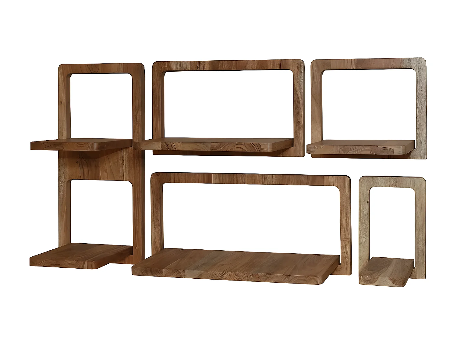 Etagère murale en bois d'acacia style 70s (lot de 5) MELBOURNE