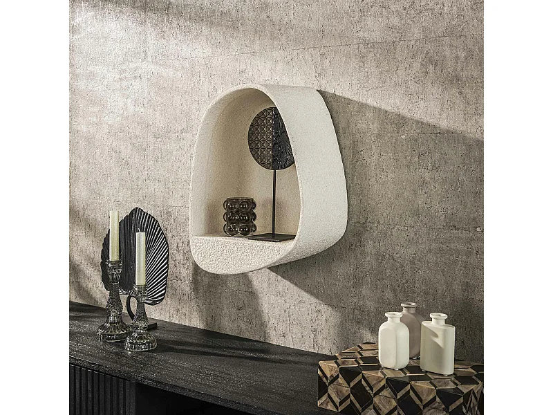 Etagère murale blanche en marbre composite forme organique 46 cm TAJ