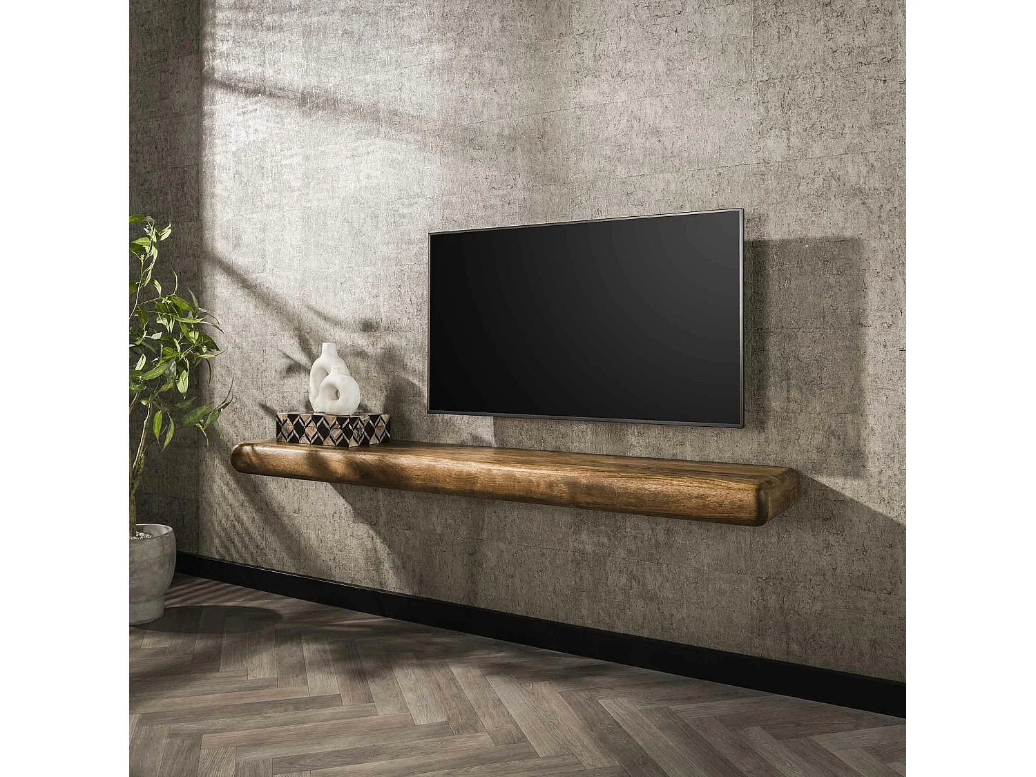 Etagère murale en bois de manguier 168 cm DELHI