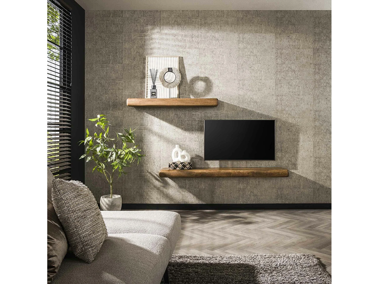 Etagère murale en bois de manguier 118 cm DELHI