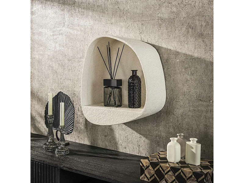 Etagère murale blanche en marbre composite forme organique 49 cm TAJ