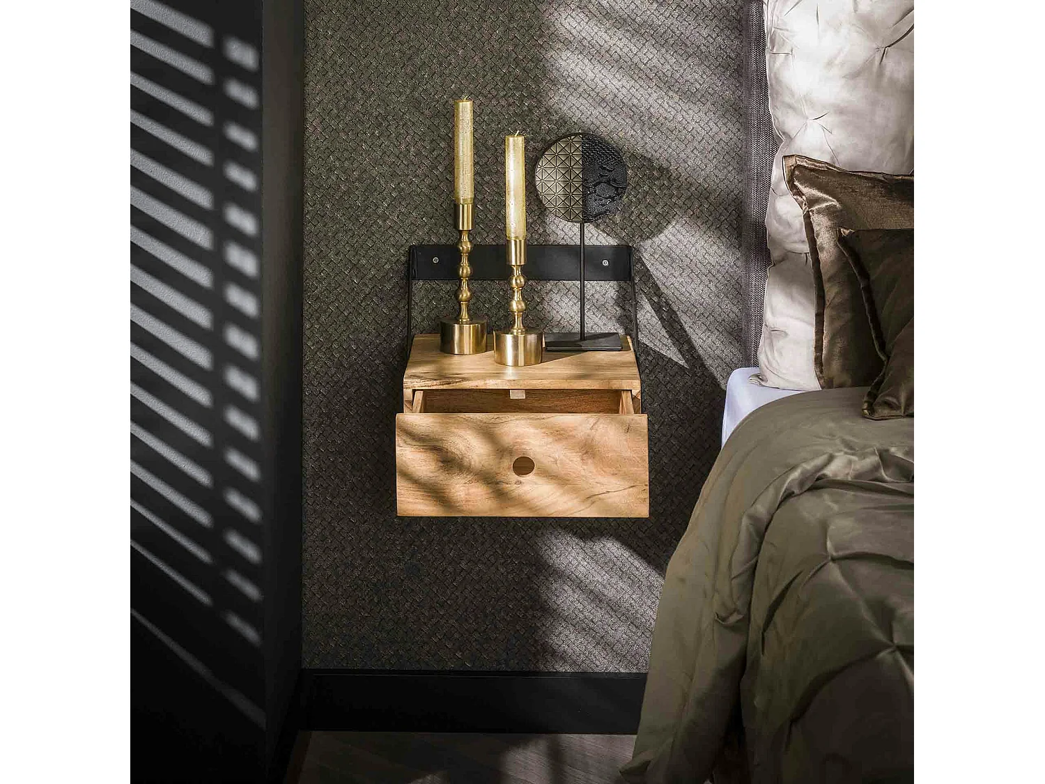 Table de chevet murale XS en bois d'acacia (lot de 2) MELBOURNE