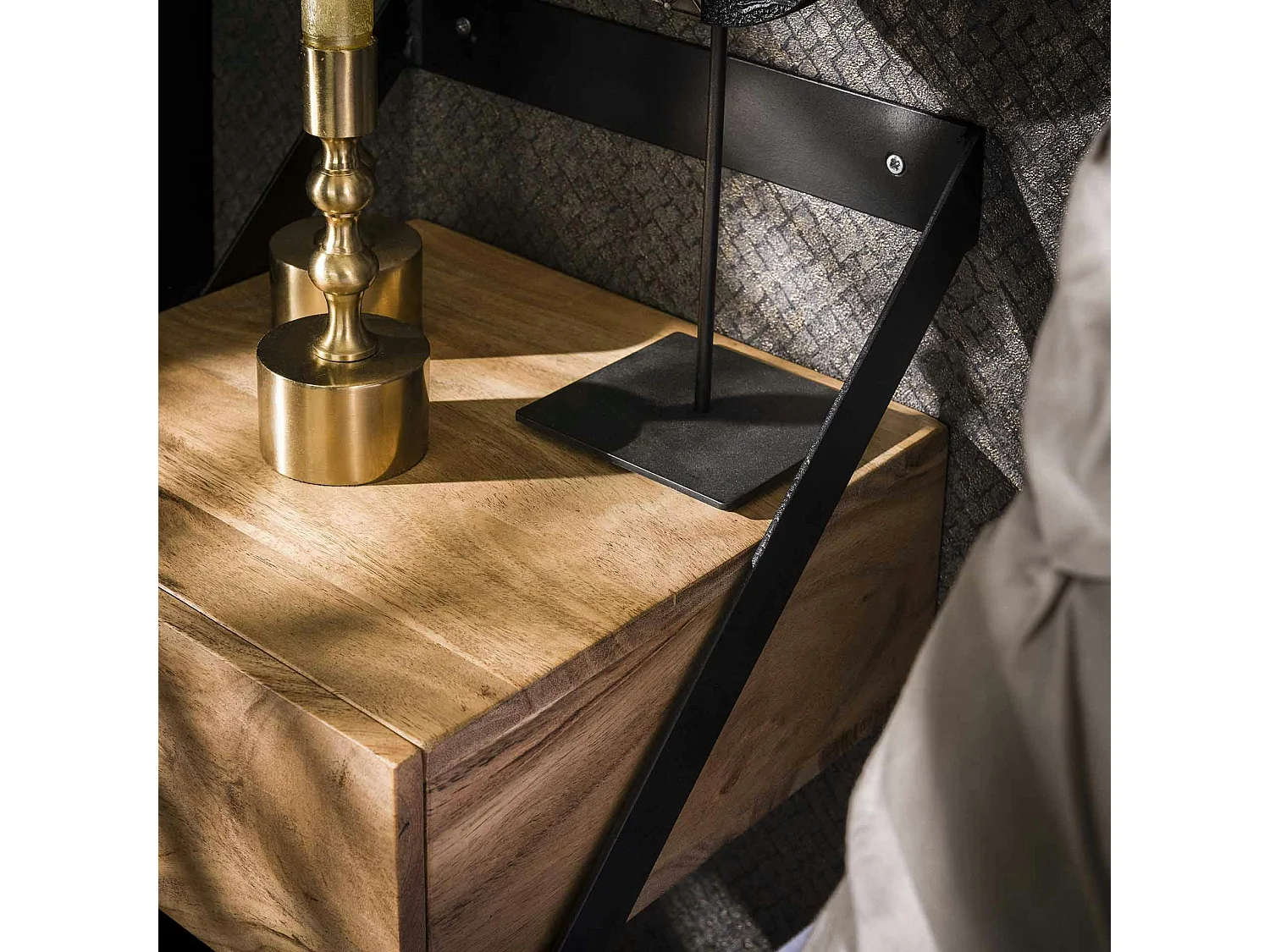 Table de chevet murale XS en bois d'acacia (lot de 2) MELBOURNE