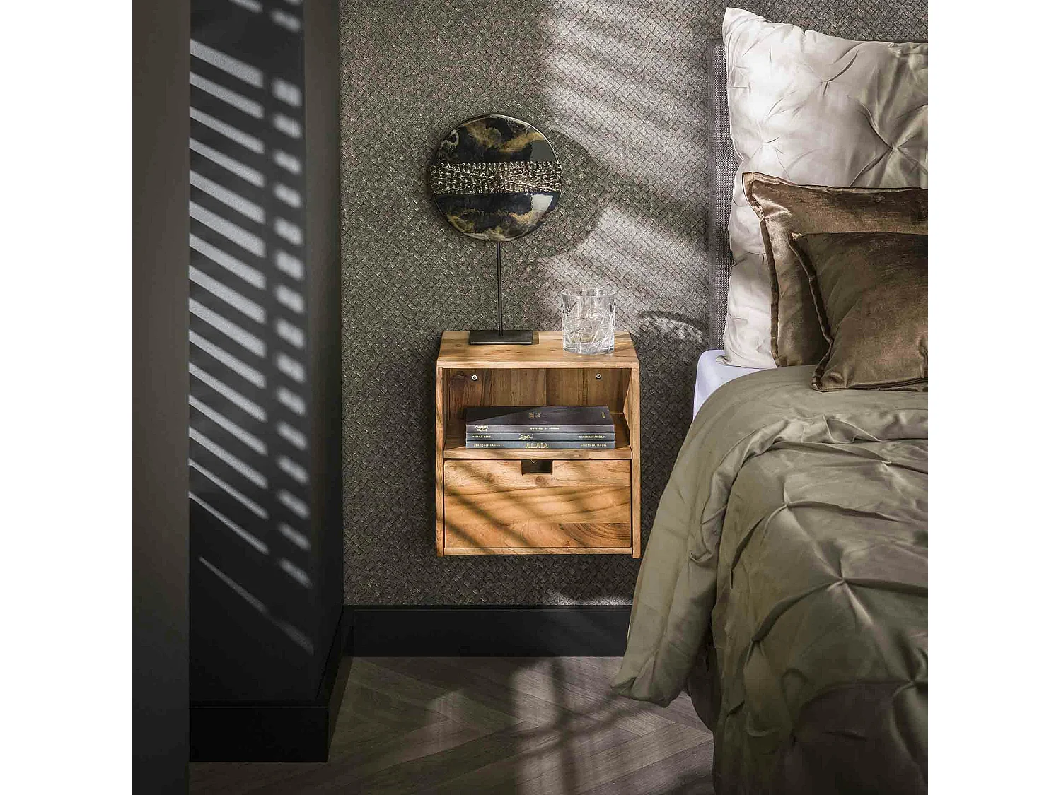 Table de chevet cube en bois d'acacia (lot de 2) MELBOURNE