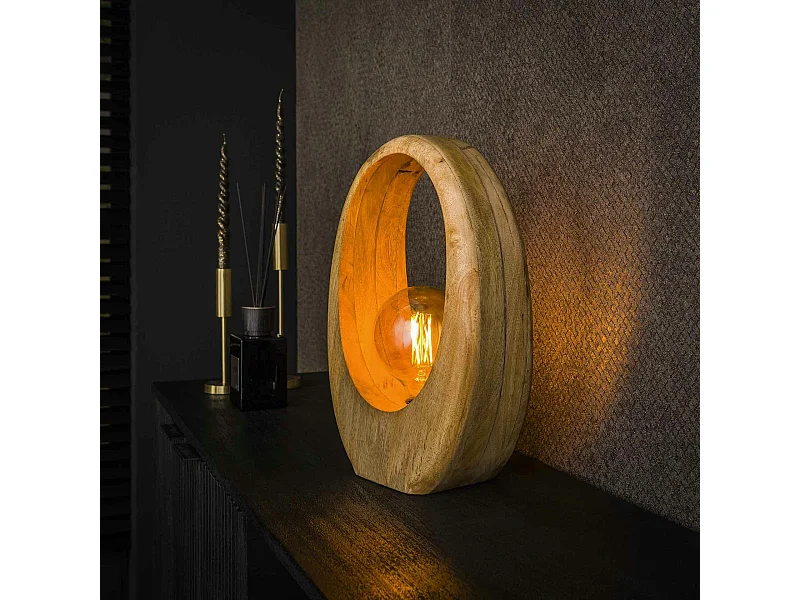 Lampe en bois de manguier forme organique H 43 cm LUCKNOW