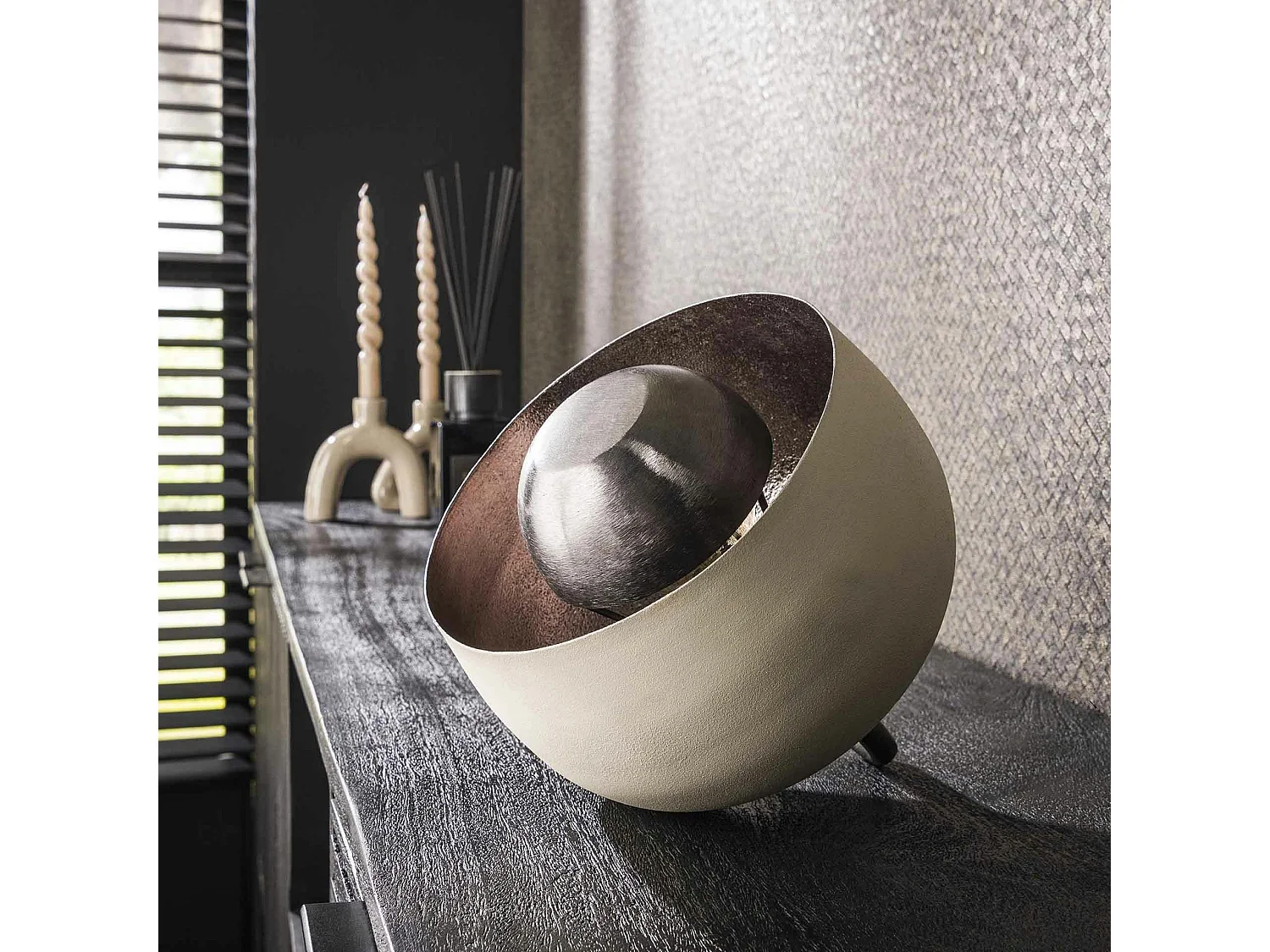 Lampe à poser cloche finition gris naturel ø 22 cm RALF