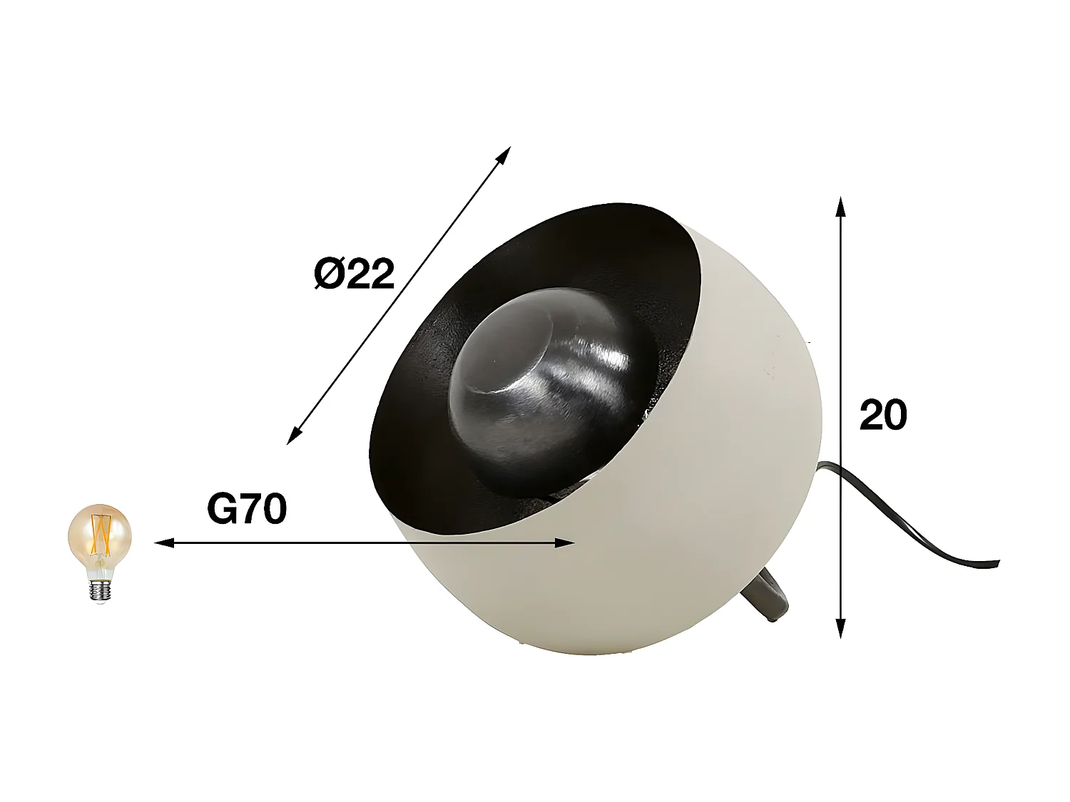 Lampe à poser cloche finition gris naturel ø 22 cm RALF