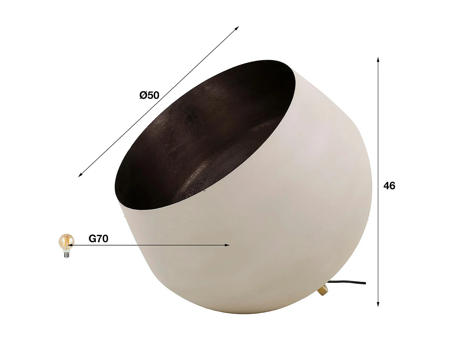 Lampe à poser cloche finition gris naturel ø 50 cm RALF