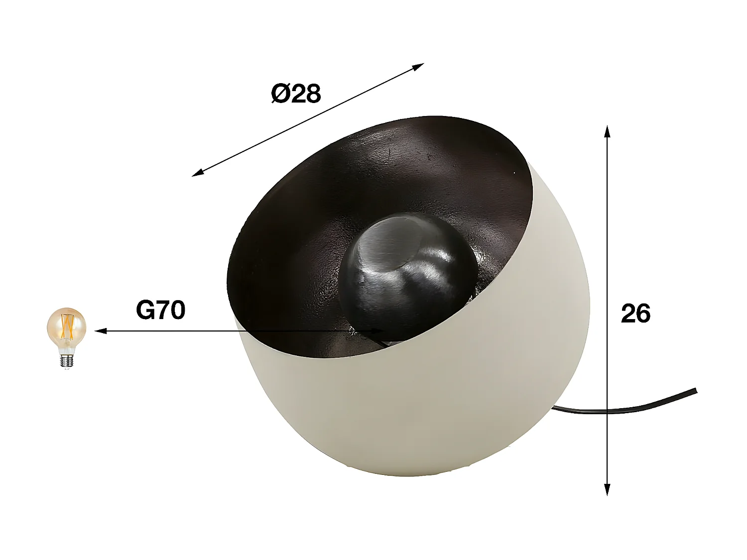 Lampe à poser cloche finition gris naturel ø 28 cm RALF