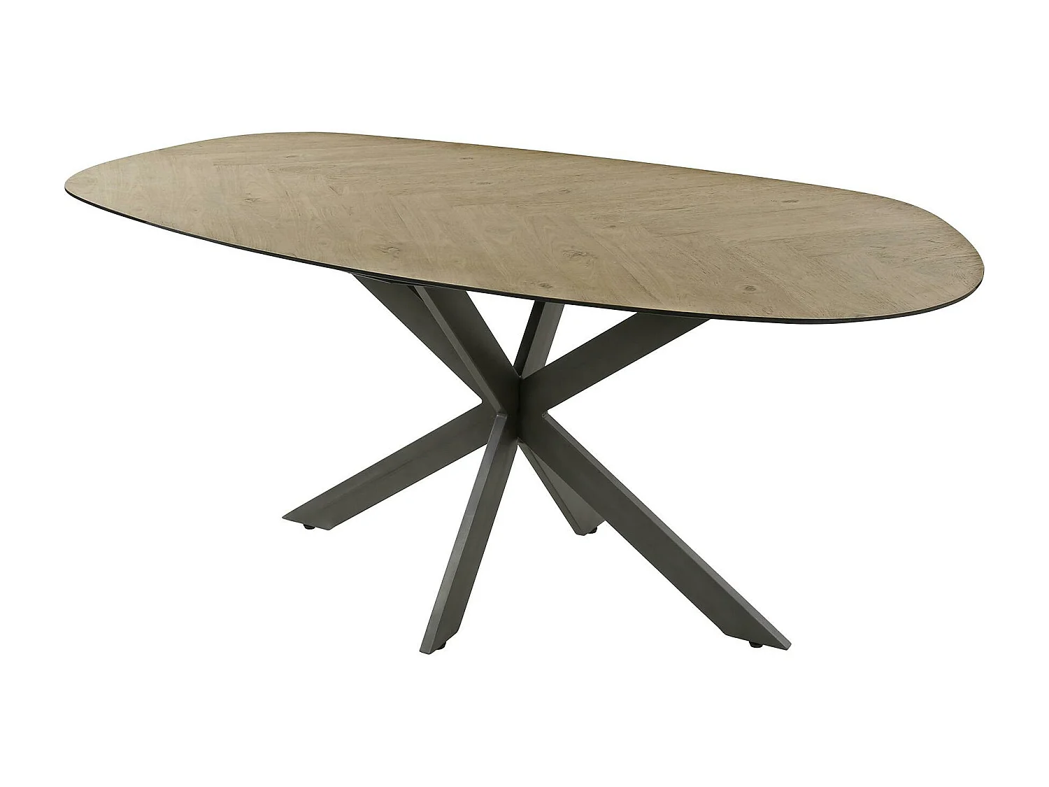 Table à manger bords ronds motif chevron, teck recyclé 180 cm MAYA