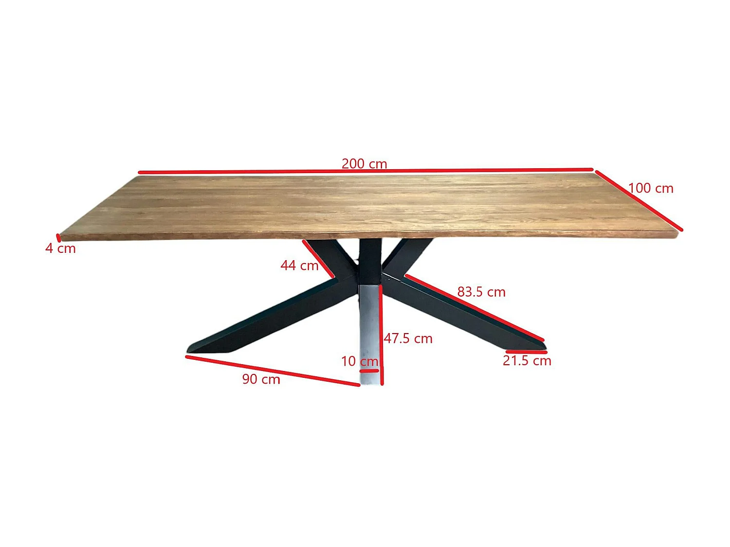 Table à manger en bois de chêne bordures naturelles 200 cm OKA
