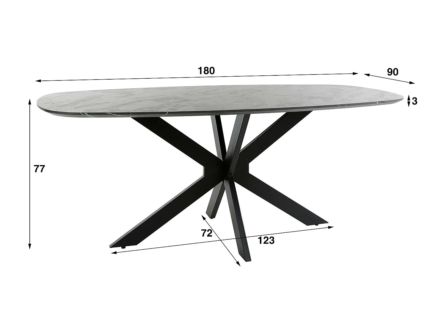 Table à manger organique effet marbre 180 cm RALF