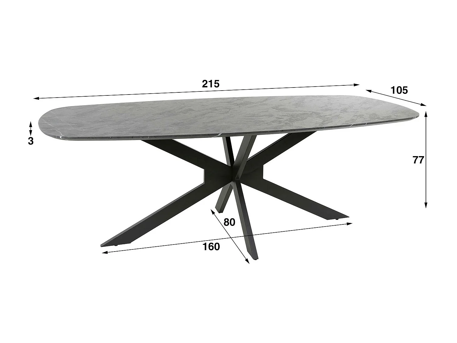 Table à manger organique effet marbre 215 cm RALF