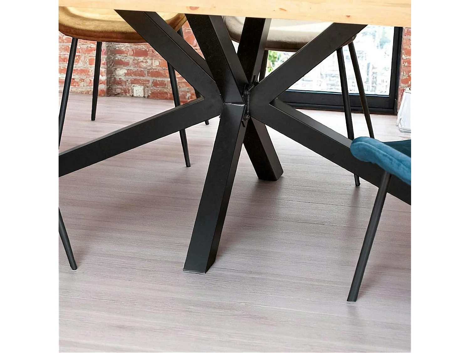 Table pied central en bois recyclé 200 cm CANBERRA