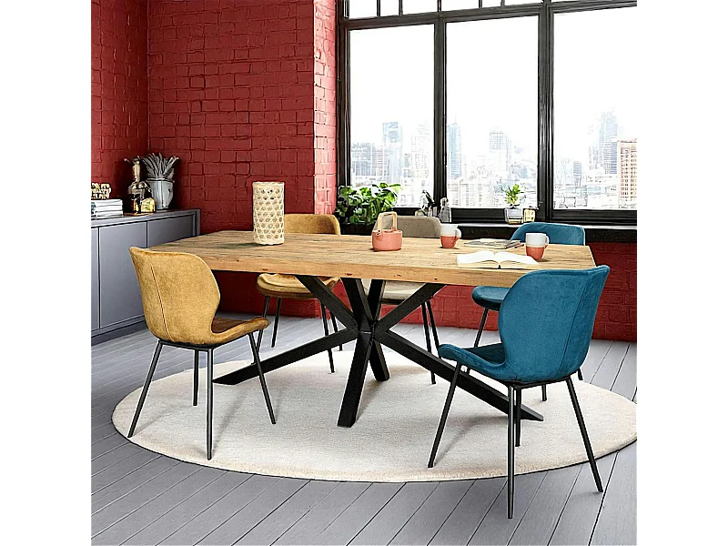 Table pied central en bois recyclé 200 cm CANBERRA