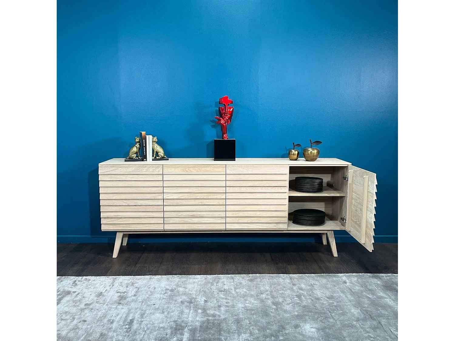 Buffet en bois de chêne blanc (4 portes) COLOGNE