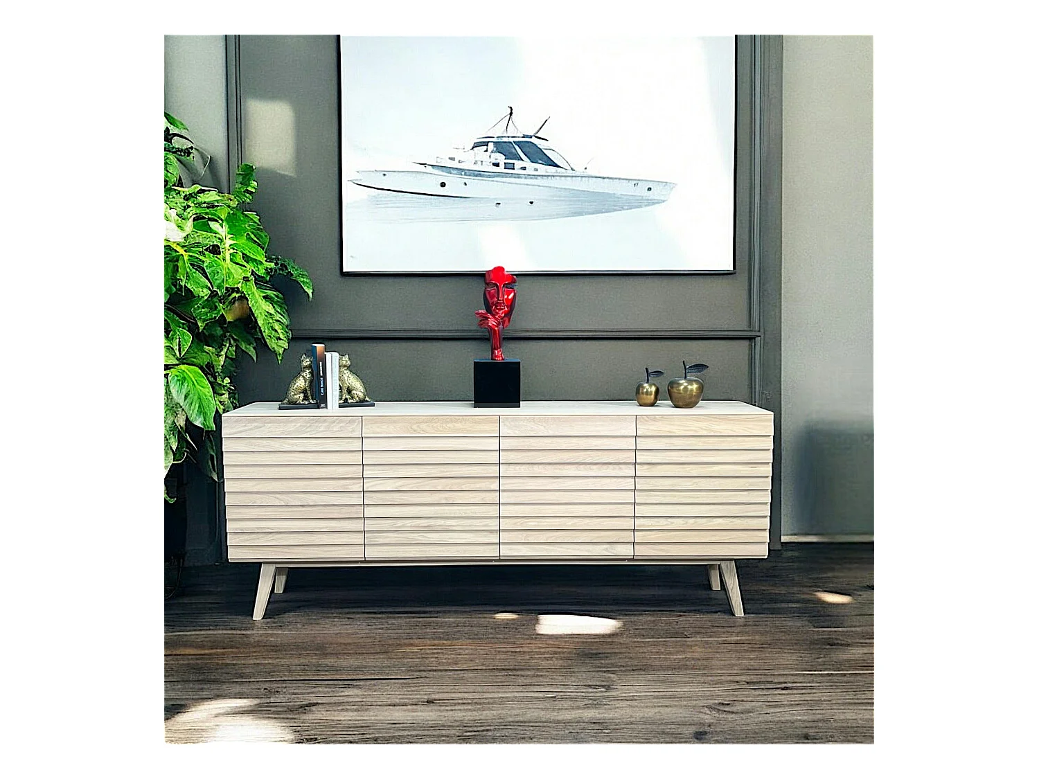 Buffet en bois de chêne blanc (4 portes) COLOGNE
