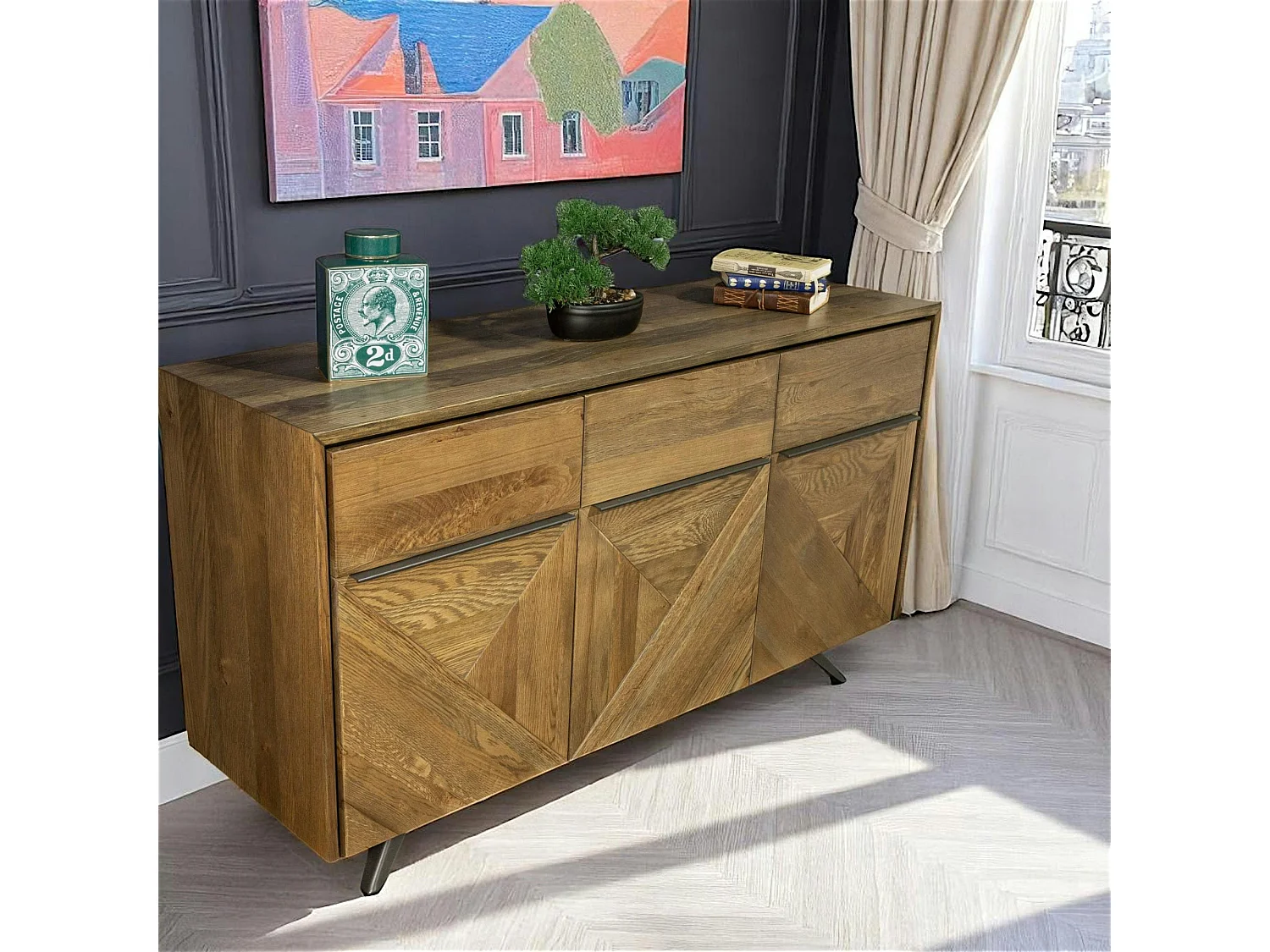 Buffet moderne en chêne 3 portes MANHATTAN