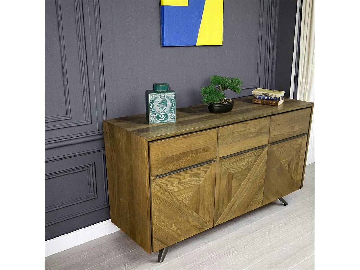 Buffet moderne en chêne 3 portes MANHATTAN