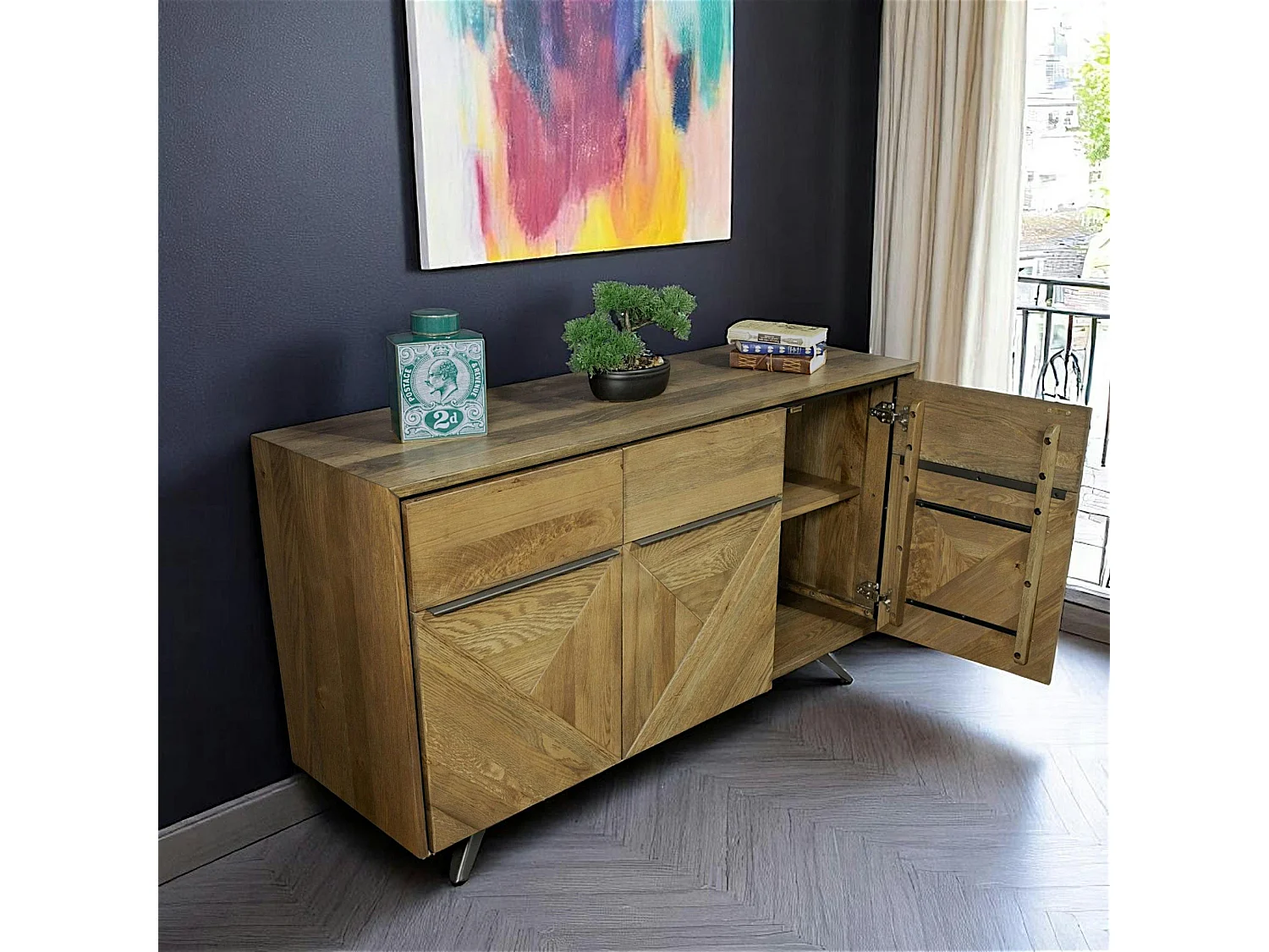 Buffet moderne en chêne 3 portes MANHATTAN