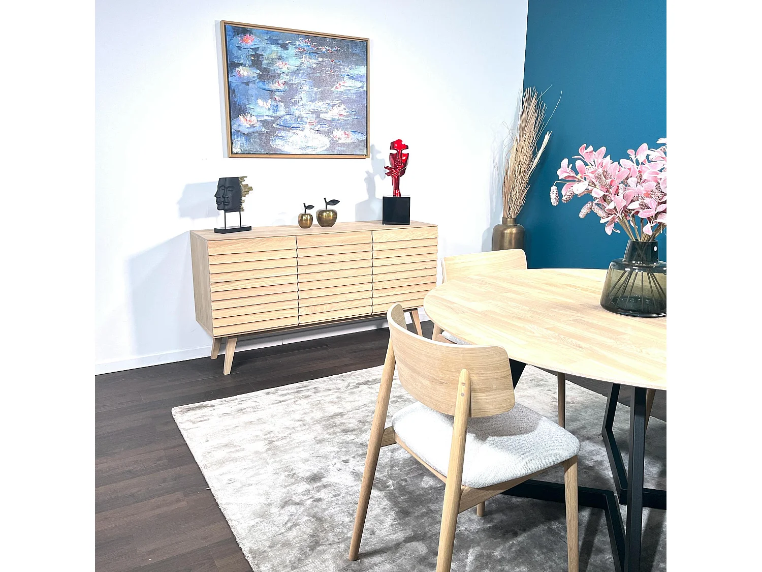 Buffet moderne en bois de chêne blanc (3 portes) COLOGNE