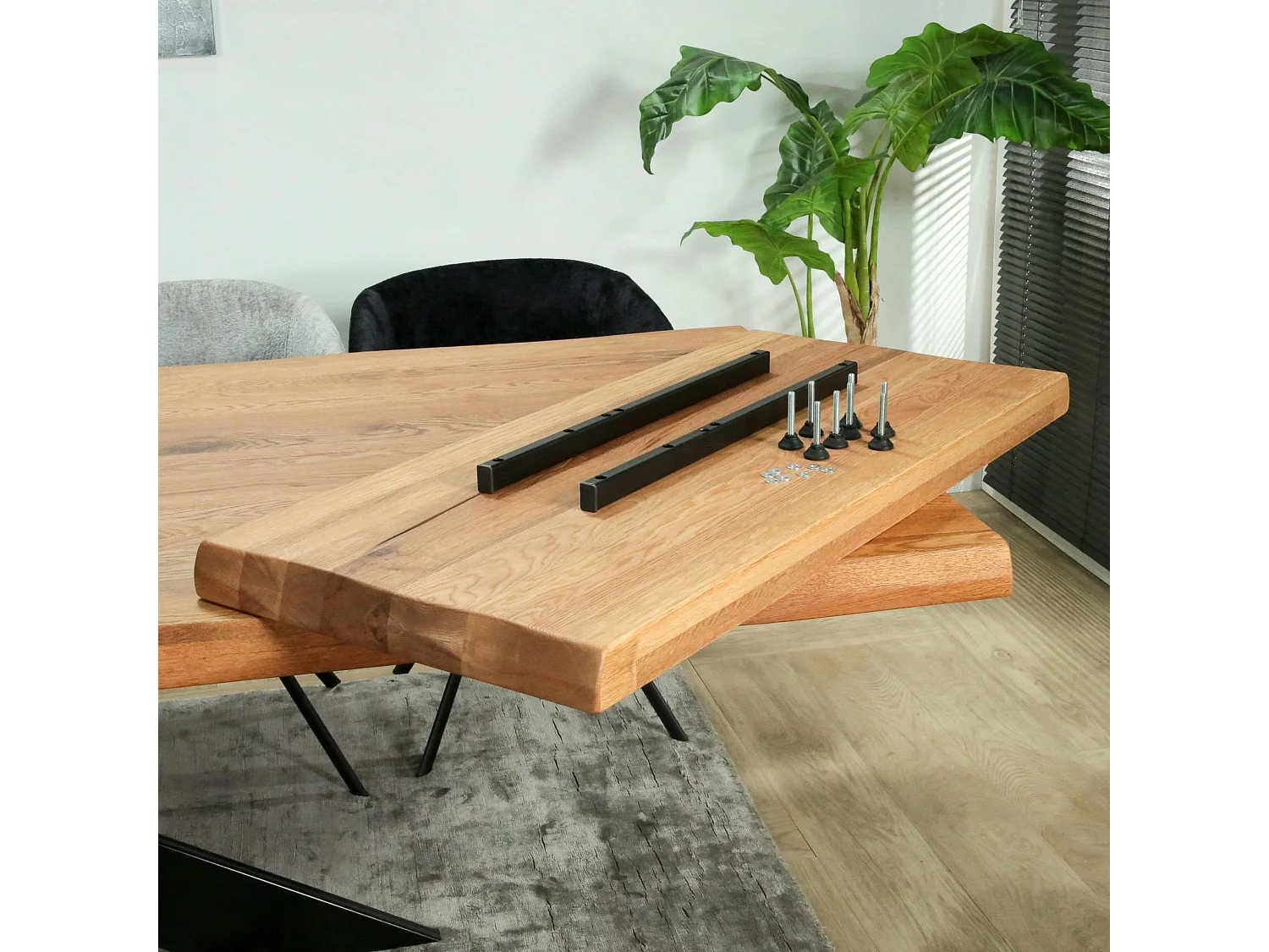 Rallonge pour les tables en chêne huilé bords naturels 300 cm PALERME (50 cm)