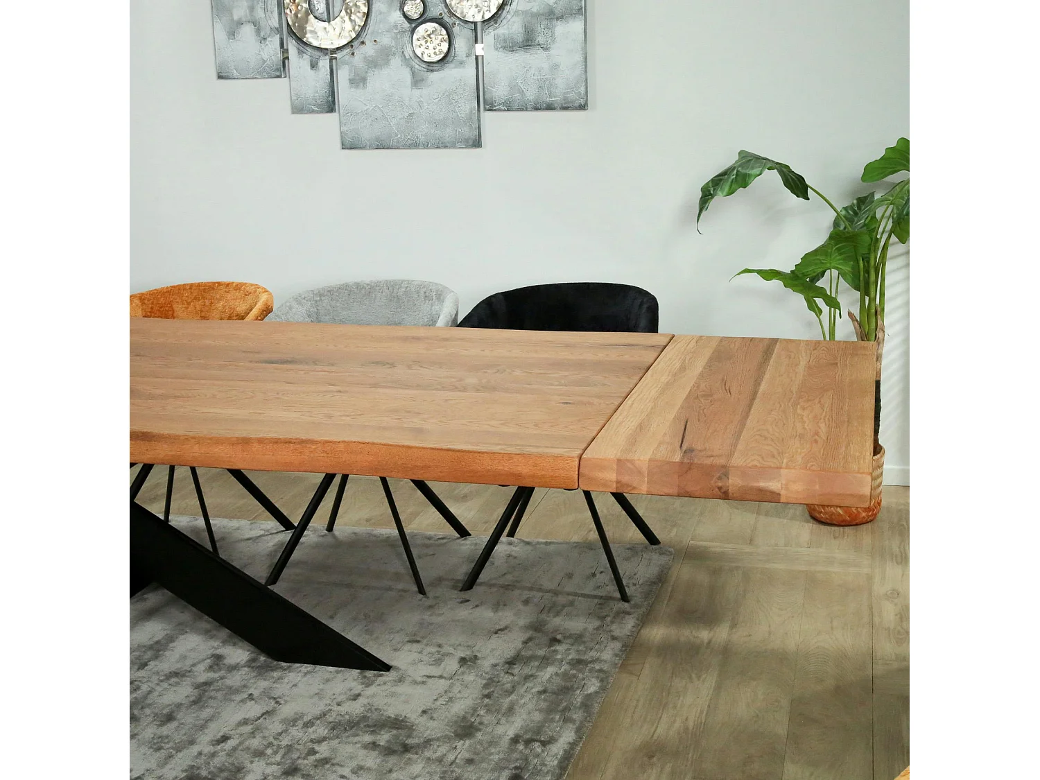 Rallonge pour les tables en chêne huilé bords naturels 300 cm PALERME (50 cm)