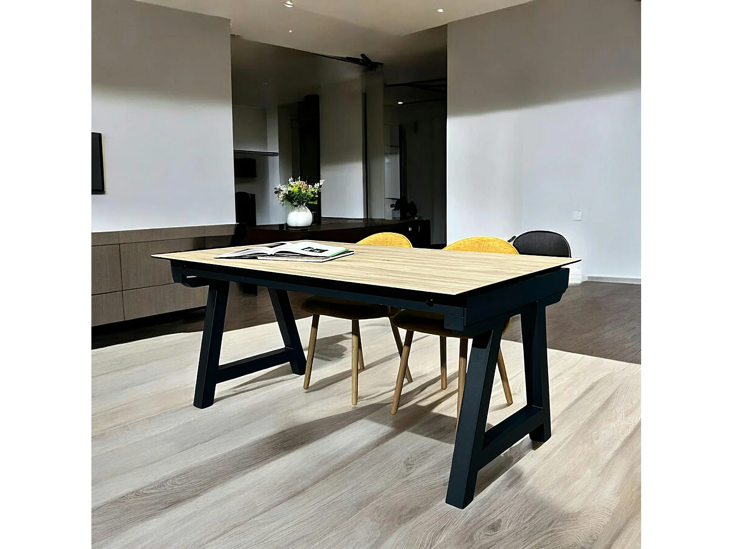 Table en céramique extensible effet bois 160-270 cm LOMBARDIE