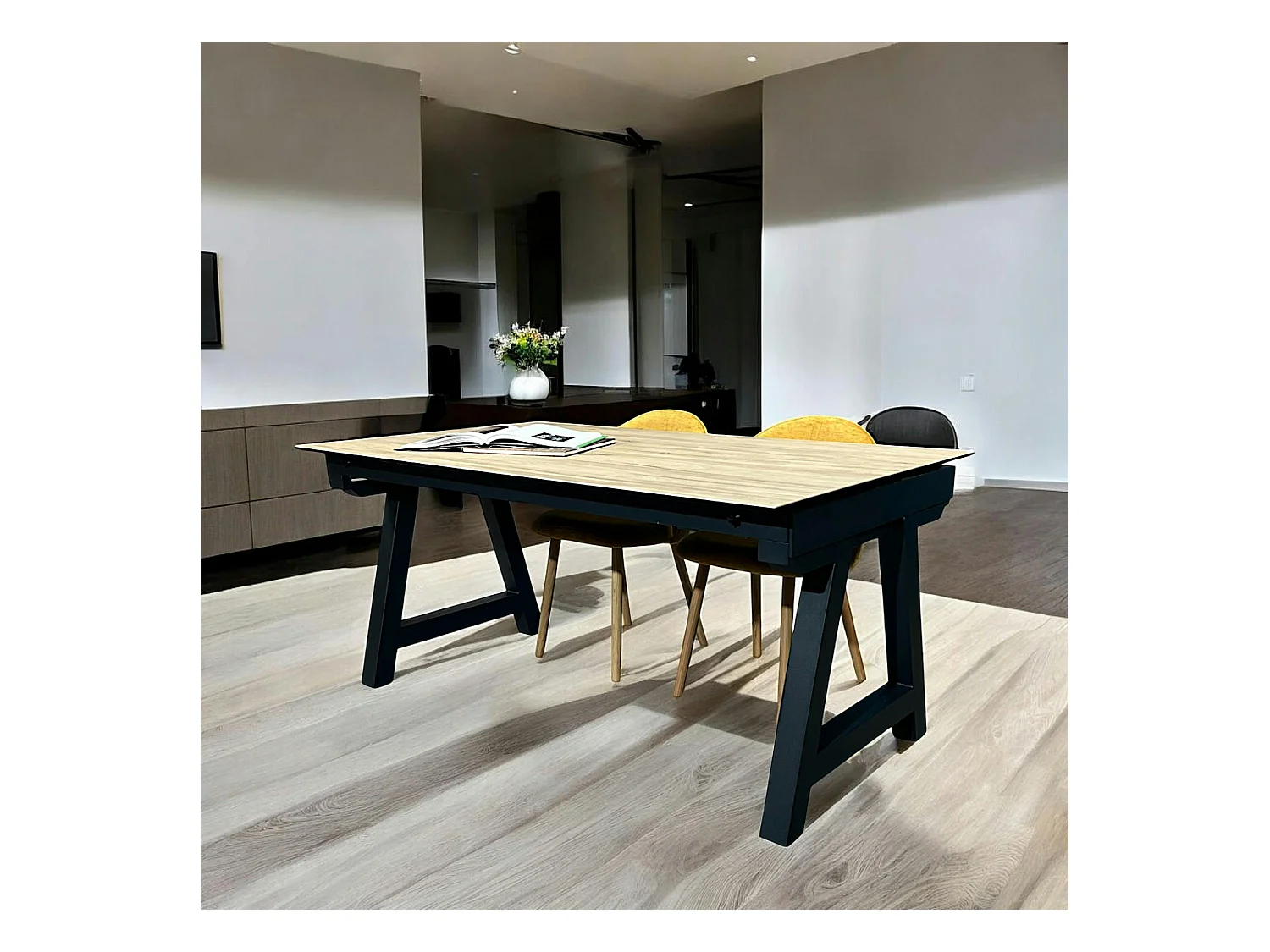 Table en céramique extensible effet bois 160-270 cm LOMBARDIE