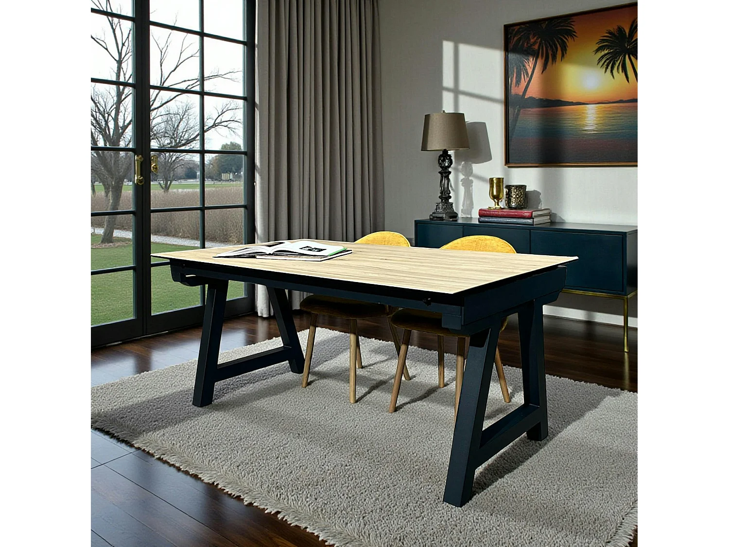 Table en céramique extensible effet bois 160-270 cm LOMBARDIE