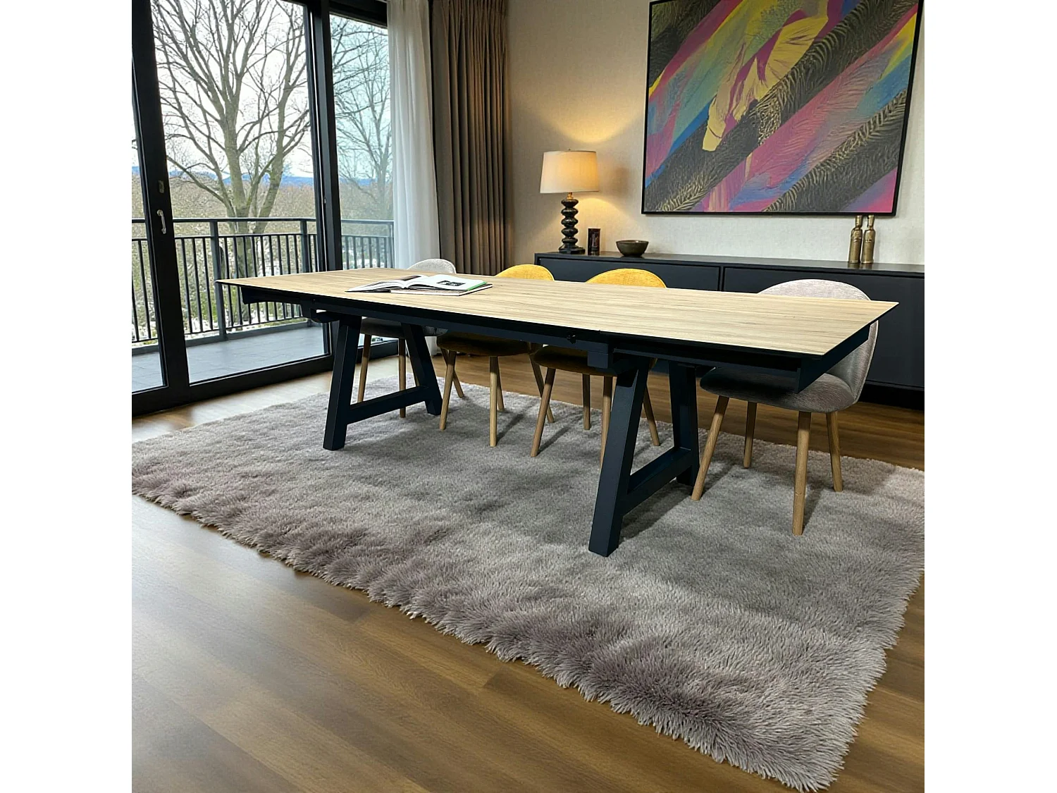 Table en céramique extensible effet bois 160-270 cm LOMBARDIE
