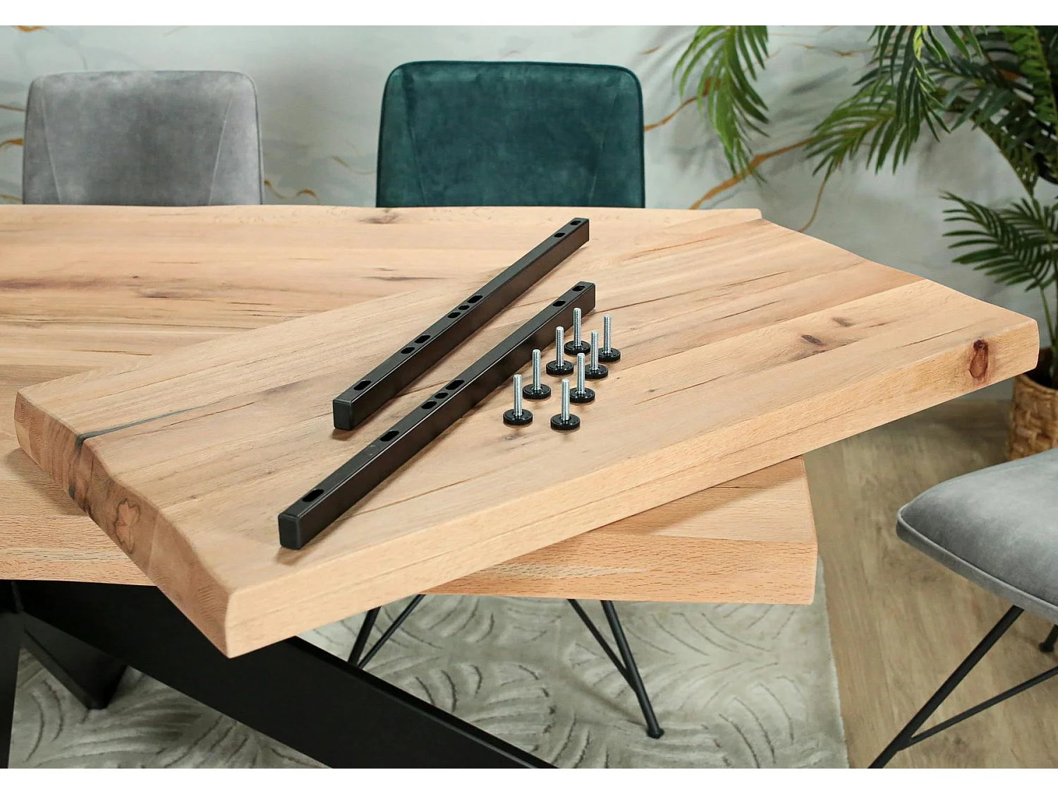 Rallonge pour les tables en chêne blanc bords naturels 200 et 240 cm PALERME (50 cm)