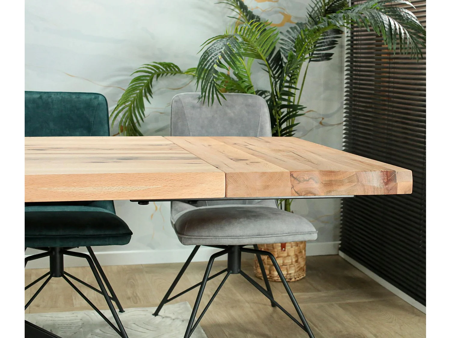 Rallonge pour les tables en chêne blanc bords naturels 200 et 240 cm PALERME (50 cm)