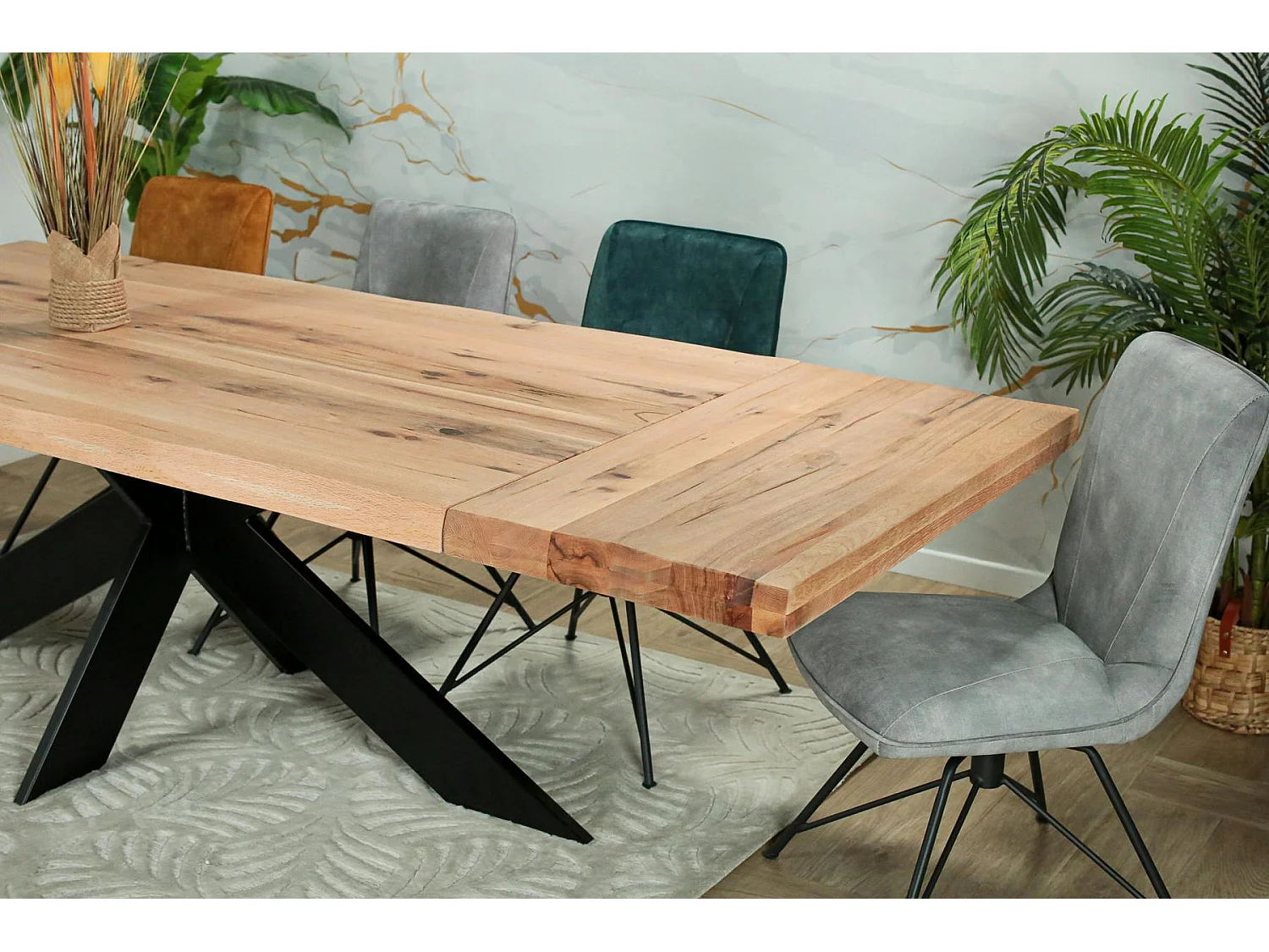 Rallonge pour les tables en chêne blanc bords naturels 200 et 240 cm PALERME (50 cm)